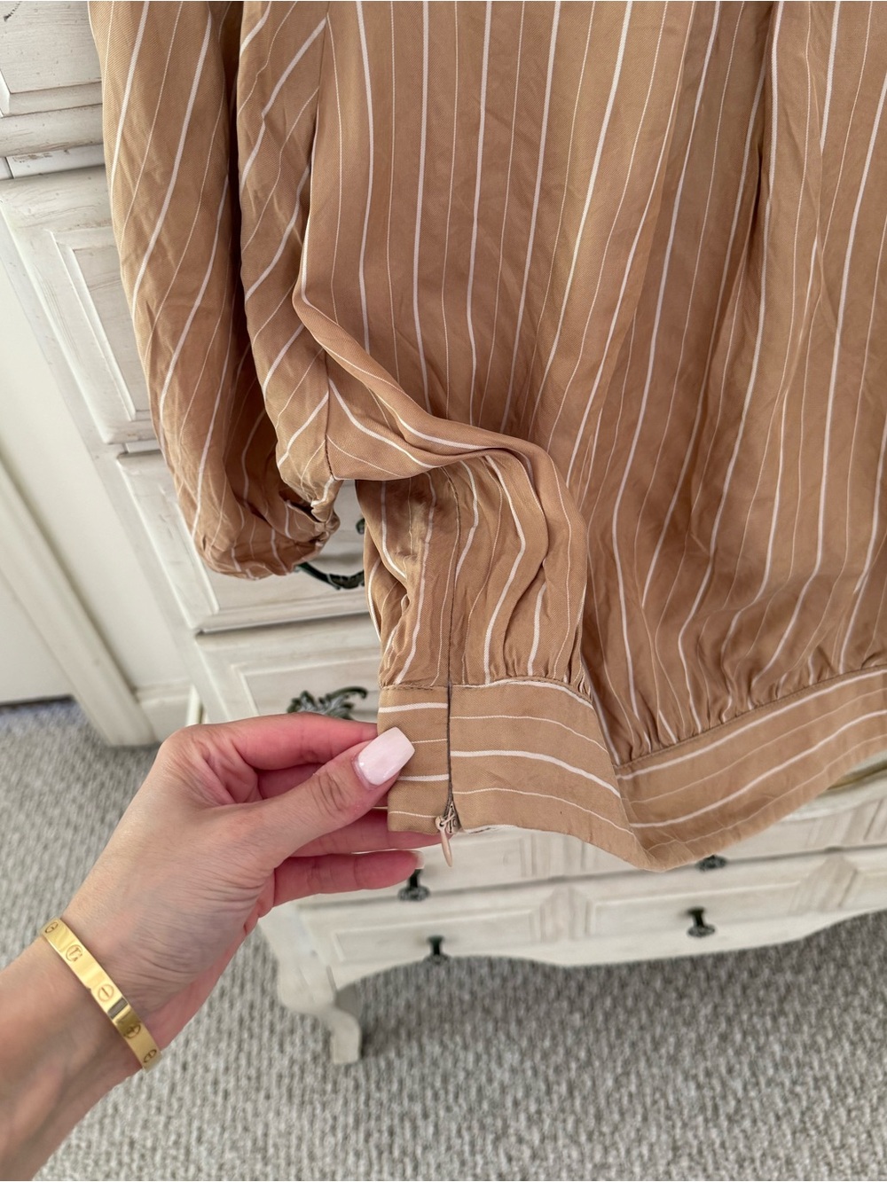 Tan Striped Beach Boho Top - Picture 3 of 5